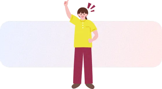 元気にガッツポーズするスタッフのイラスト